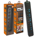 Speed-X Multi Power Plug Extension Board with 5 Sockets+ 2 USB Ports + 2 Type-C Port